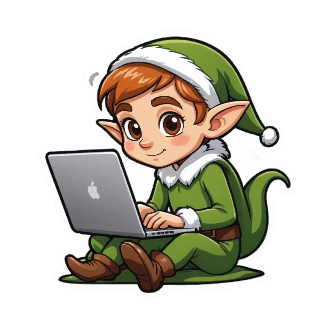 An elf using a laptop