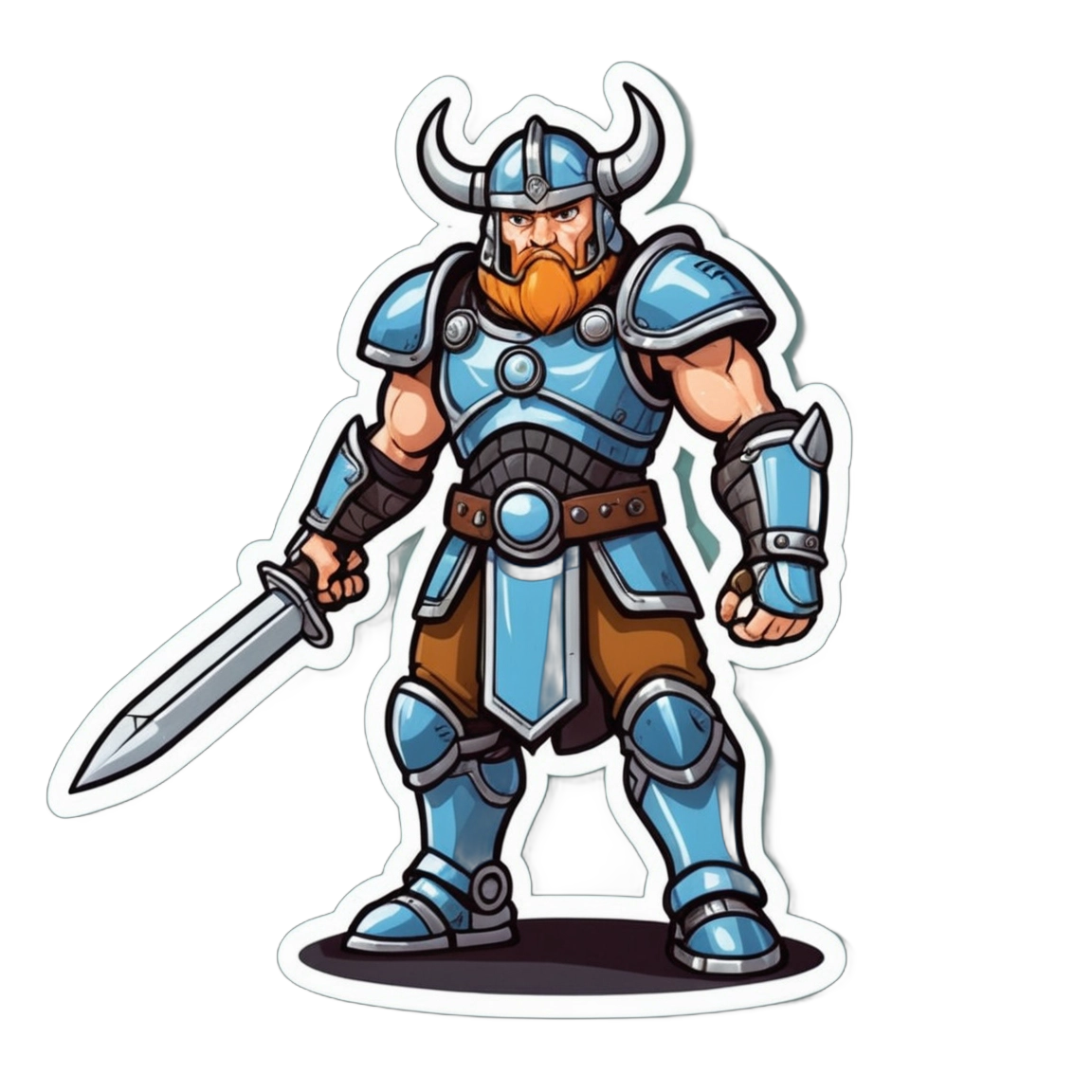 A viking warrior, wearing futuristic armor in a fierce stance